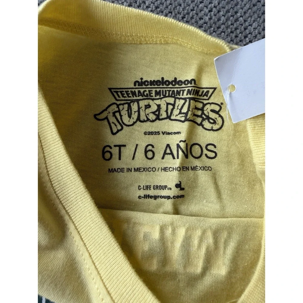 TMNT Ninja Turtles Boys 6T Yellow Team Turtle Graphic T Shirt NWT